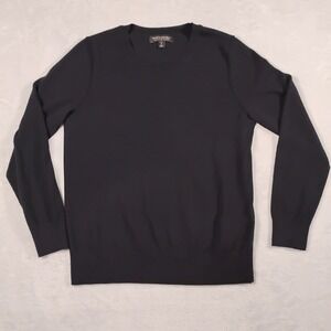 Banana Republic Extra Fine Merino‎ Wool Sweater Black Petite Small Crewneck Knit